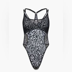 NWT- SAVAGE x FENTY- 1-ON-1 BODYSUIT-BLACK CAVIAR X INSTINCTS PRINT-Size XS